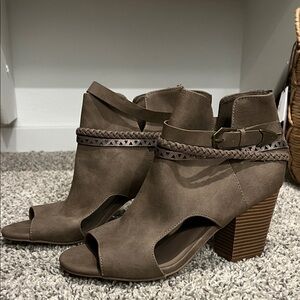 Stylish Brown Peep-Toe Ankle Boots